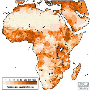 Graphic showing population density in Africa