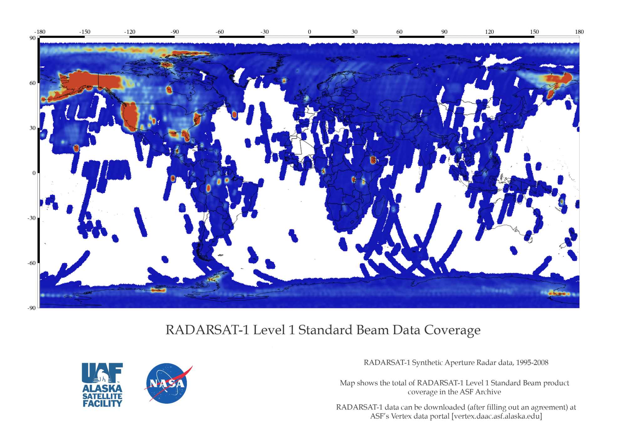 RADARSAT-1 Level 1 Standard Beam Data Coverage