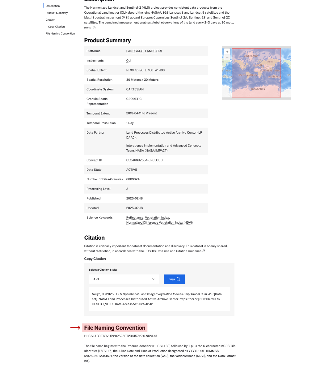 file naming convention on dataset page
