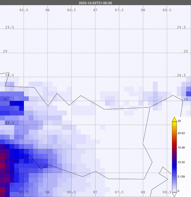 Animation of GPM IMERG late precipitation rate over the Eastern Himalayas.