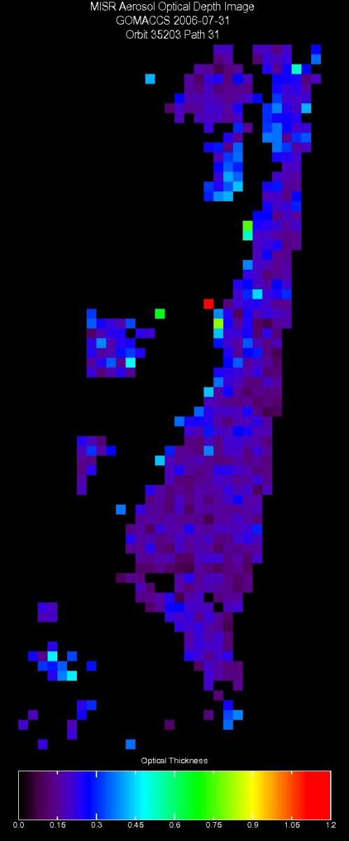 July 31, 2006, Aerosol Optical Depth 17.6 km