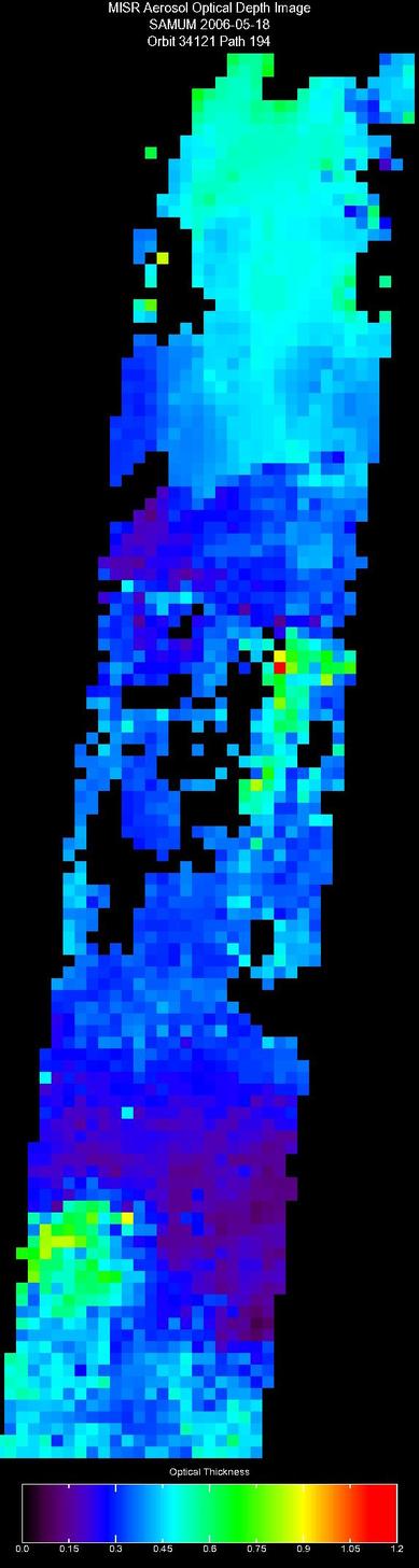 May 18, 2006, Aerosol Optical Depth 17.6 km