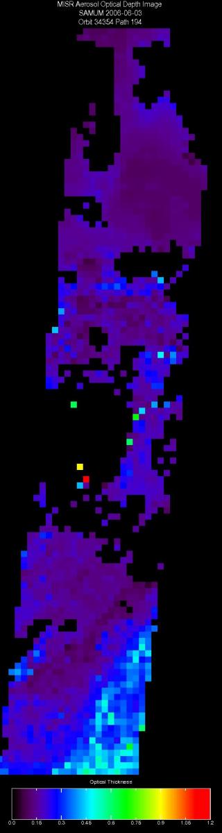 June 3, 2006, Aerosol Optical Depth 17.6 km