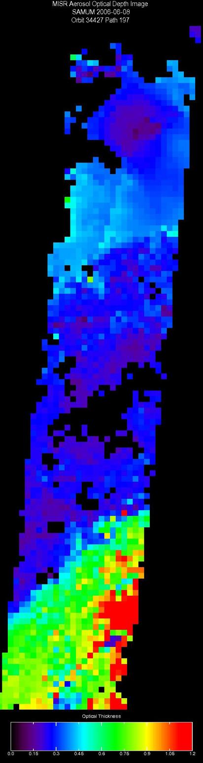 June 8, 2006, Aerosol Optical Depth 17.6 km