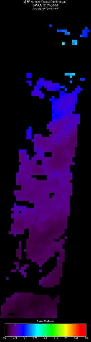 June 1, 2006, Aerosol Optical Depth 17.6 km