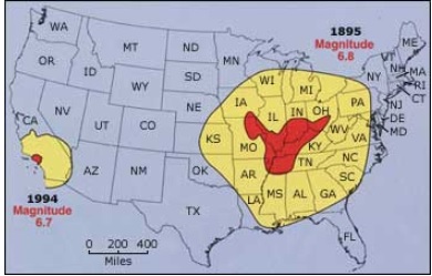 Earthquake area map