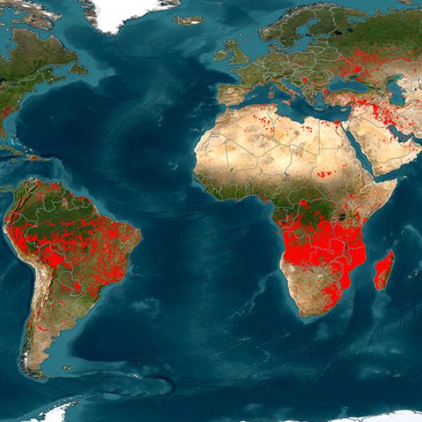 FIRMS global fire location map