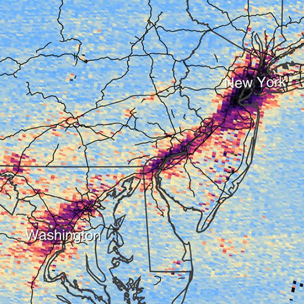 image of TEMPO data over Northeastern US