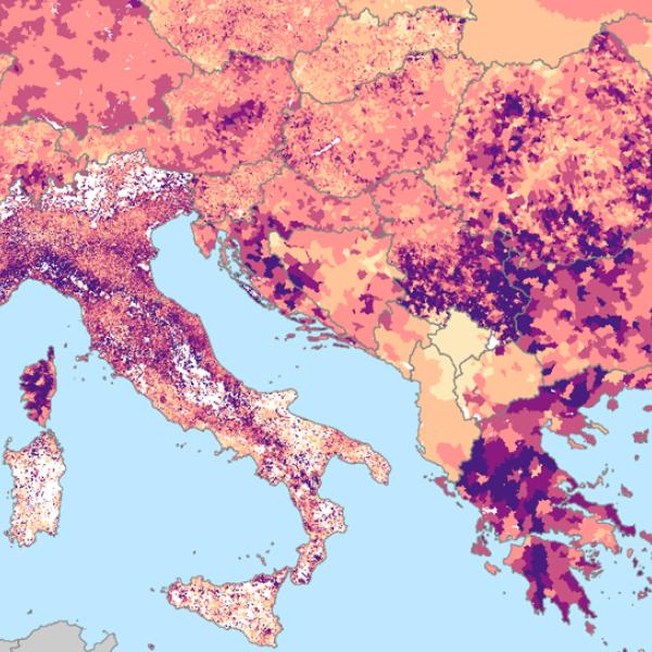 image of population data over Mediterranean countries