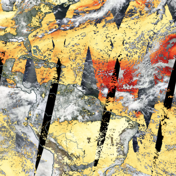 This is a screenshot from NASA Worldview showing the merged Dark Target/Deep Blue aerosol optical depth layer.