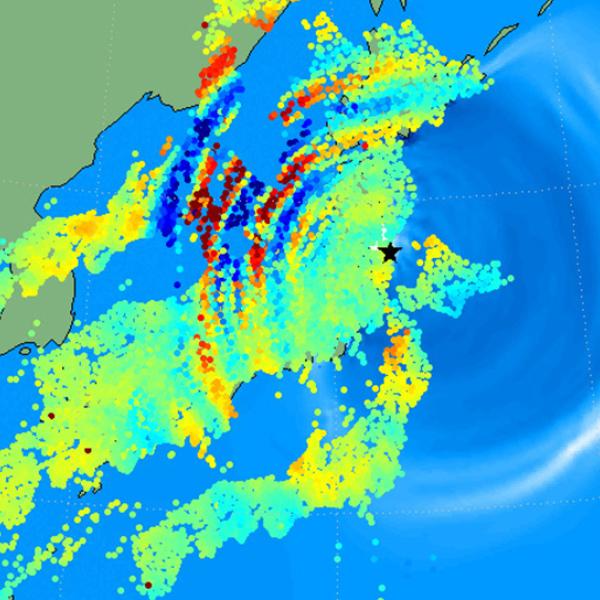 GUARDIAN image of tsunami impact on the ionosphere