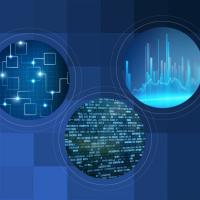 image of three circles with data points, code and charts inside