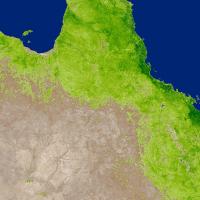 A view of Queensland, Australia, the study area from Pringle and others (2018) showing the Enhanced Vegetation Index (EVI) layer from the Terra MODIS Vegetation Indices data product during the austral summer 2017