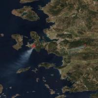 True-color corrected reflectance image of wildfires burning in Izmir Province, Turkey was captured on July 3, 2025, by the VIIRS instrument aboard the joint NASA/NOAA Suomi NPP platform.