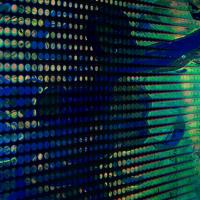 Swirling blues, greens, and yellows evoke imagery of Earth data.