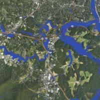 Estimated flood extent for Tropical Storm Chantal, as shown on the Emergency Environmental Health Dashboard. 