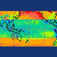 collage of CloudSat data images showing occurrence frequencies of drizzling clouds