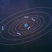 illustration of satellites in orbit around Earth