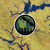 Image of Floodwaters at the Confluence of the Wabash and Ohio Rivers, with ARSET logo in the middle.