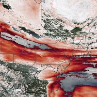Worldview image displaying ozone concentrations from the TEMPO instrument