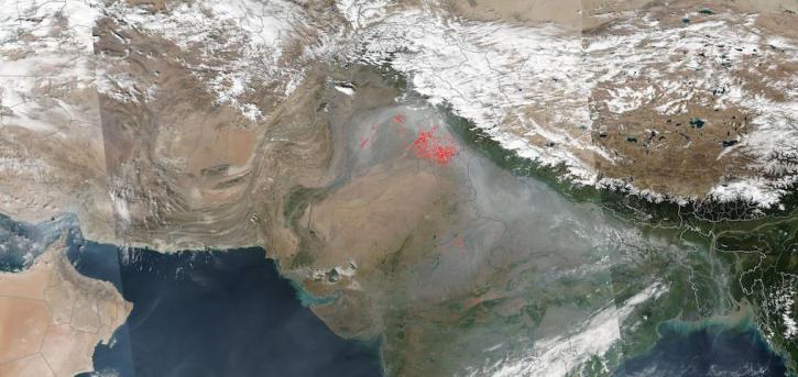 Fires and Smoke in India and Pakistan on 1 November 2022 (Suomi NPP/VIIRS)