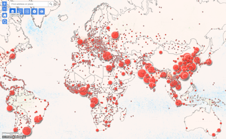 Air Quality and Climate Anomaly Viewer show's world's population, tropospheric NO2 Column Density March 2020 as compared with March 2010-2019 (all from the OMI sensor)