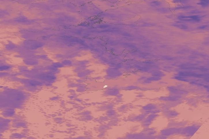 Nighttime Brightness Temperature image of a volcanic eruption near Grindavik, Iceland on 19 December 2023 from the VIIRS instrument aboard the Suomi NPP satellite