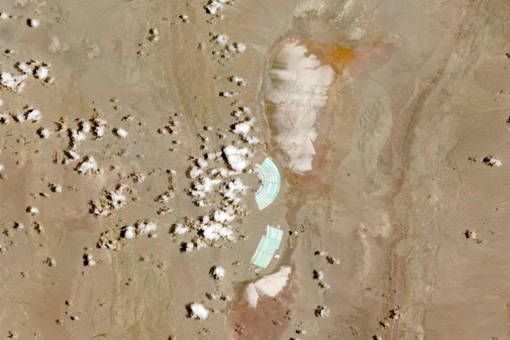 Cauchari-Olaroz Lithium Mine, Jujuy Province, Argentina on 31 December 2023 from the MSI instrument aboard the Sentinel 2A & 2B satellites