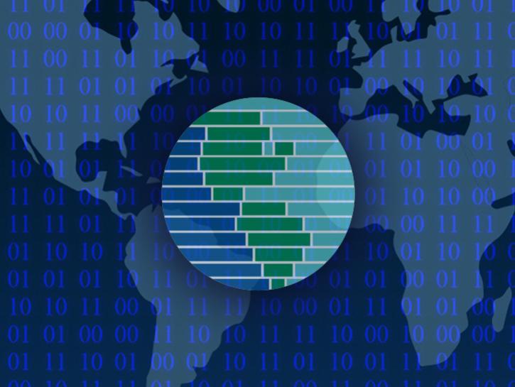 Earthdata graphic identifier on top of map of Earth and binary code