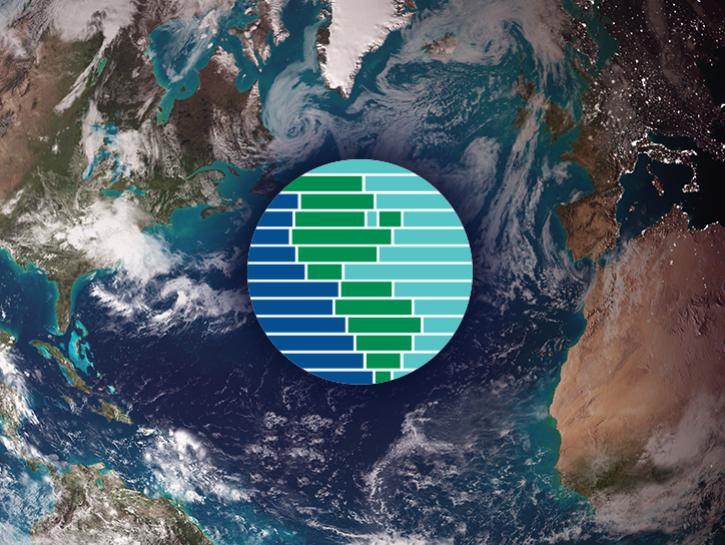 Earthdata graphic identifier on top of image of Earth