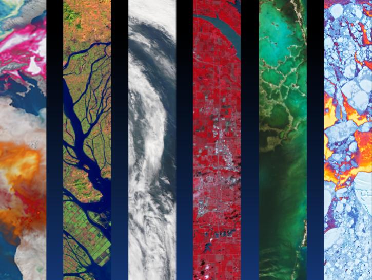 image collage of satellite data images of Earth