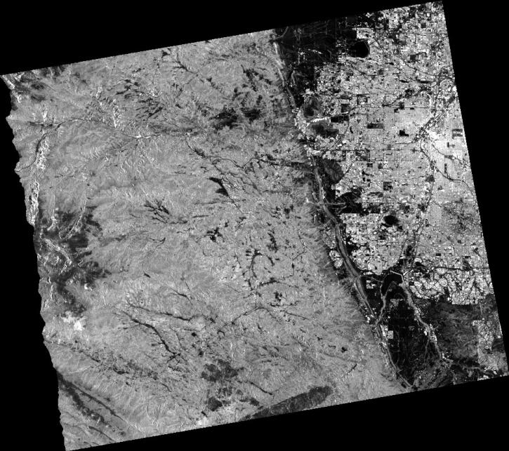 This image shows a Radiometrically Terrain Corrected (RTC) Image created using the Sentinel-1 Toolbox (S1TBX) Version 8