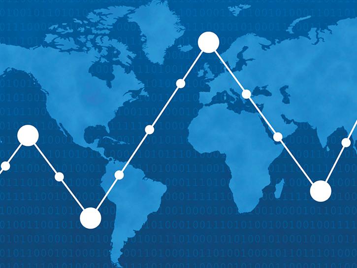 image of data points on top of world map