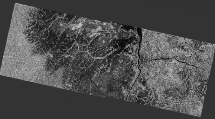 This image is a mosaic of two Sentinel-1 products in separate paths. Credit: Copernicus Sentinel data 2018, processed by ESA.