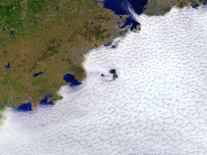 Marine stratocumulus clouds off the coast of China as seen on April 8, 2014.