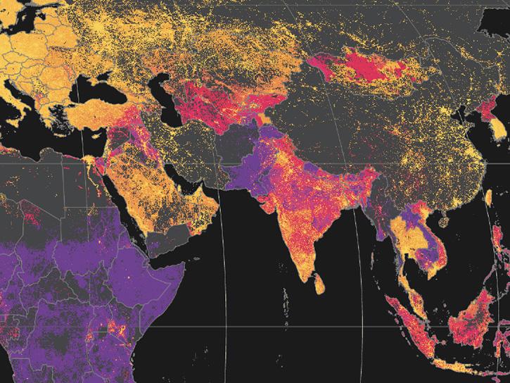 Global Gridded Relative Deprivation Index (GRDI) map showing the relative levels of multidimensional deprivation and poverty 