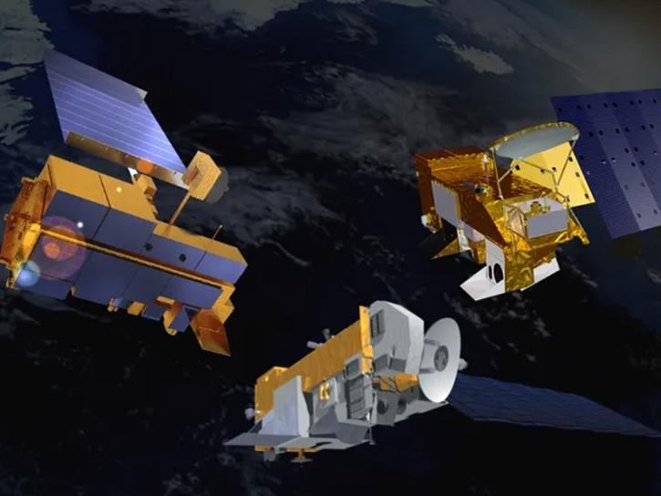 image of TERRA, AQUA and AURA satellites