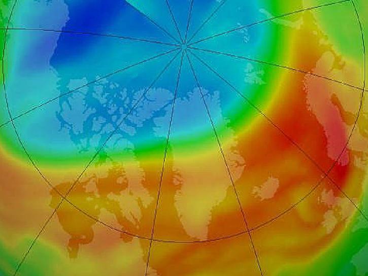 image of AURA ozone satellite data