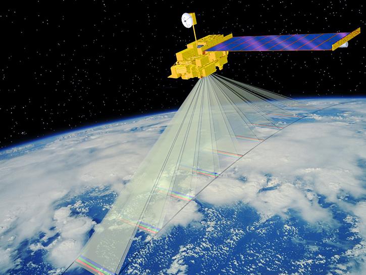 image showing MISR platform scanning Earth's surface