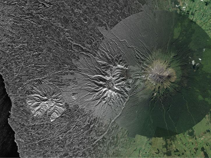 1.5m optical satellite imagery and radar imagery from Airbus shows an updated view of the Egmont National Park in New Zealand