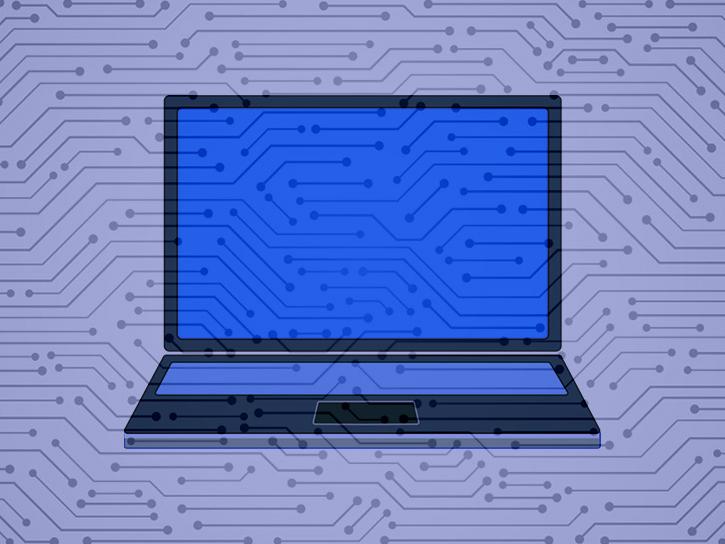 image of laptop and circuit board nodes