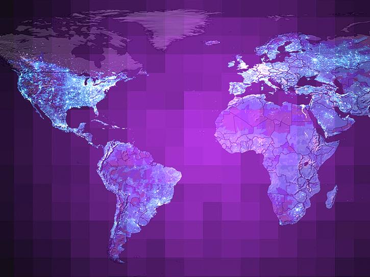 image of global map projection and pixels