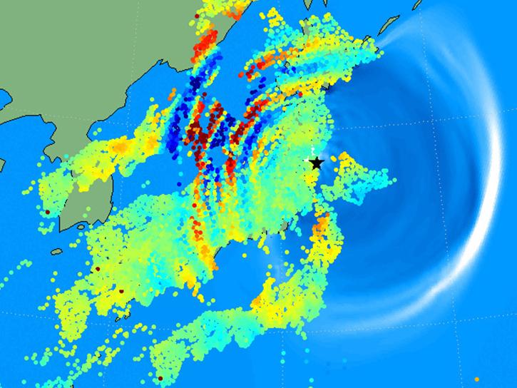 image of tsunami impact on the ionosphere