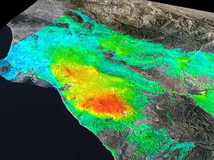 NISAR image of Los Angeles area land surface