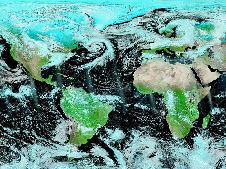 image of global projection in Worldview interface showing atmosphere data