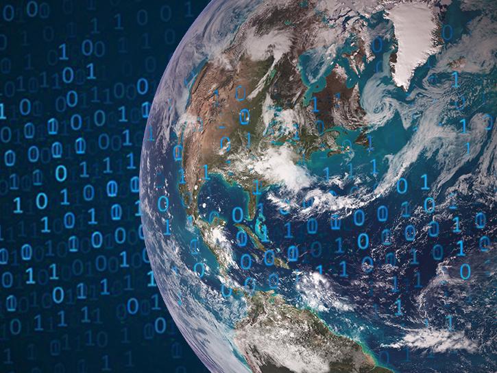 image of Earth with binary code overlay