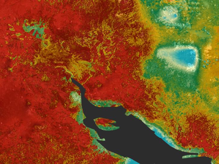 image of ECOSTRESS satellite data over Liberia