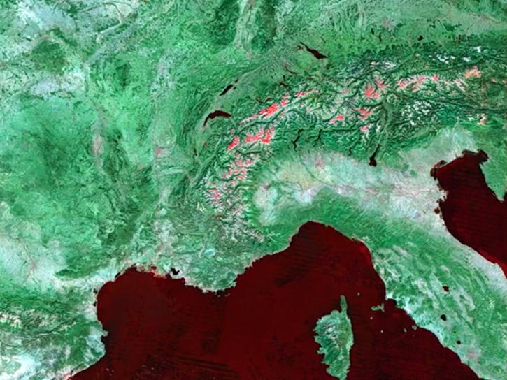 image of MODIS surface reflectance data over northern Italy