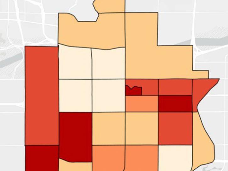 Heat Exposure Score (HES) by census tract map for Tempe, Arizona from 2015-2020
