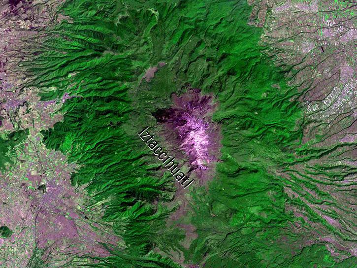 A color infrared image created using the On Demand Registered Radiance at the Sensor (AST_L1B) data